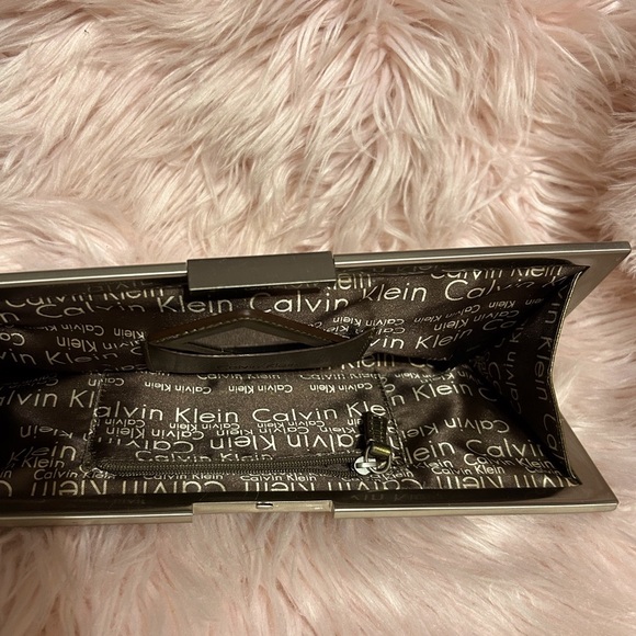 Calvin Klein Y2K Metallic Gold Clutch Handbag Retro Classic Party - Picture 4 of 6